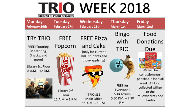 a list of TRIO Week activities